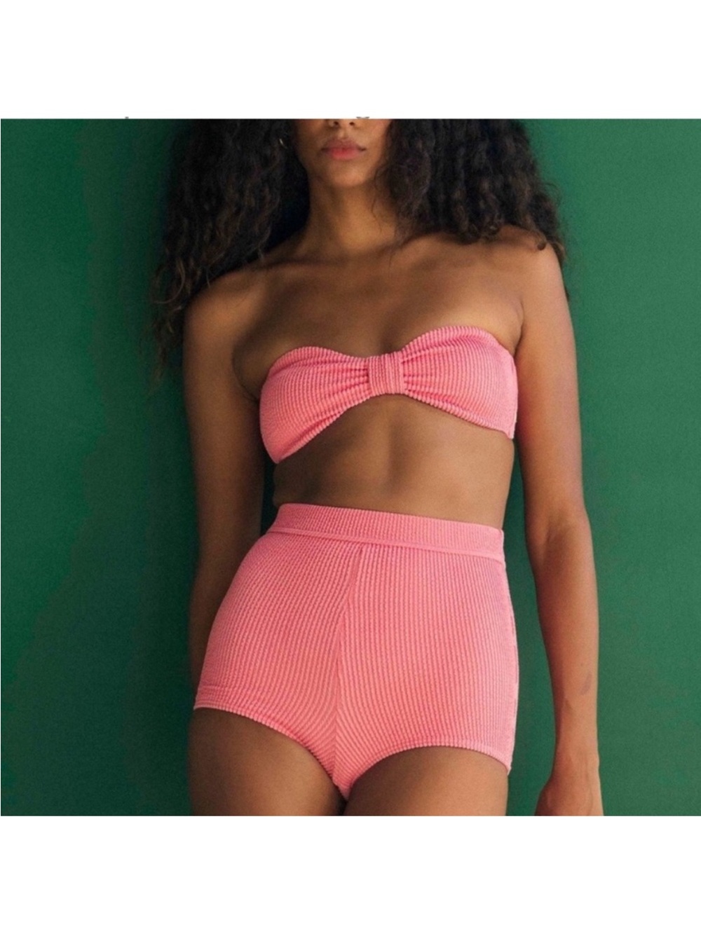Pink Ribbed Bandeau Top - Picture 2 of 7